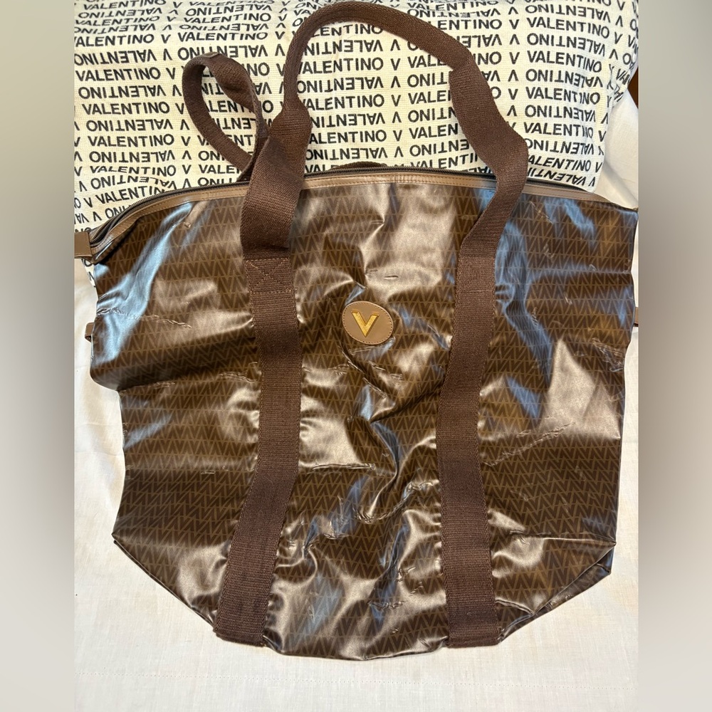 Mario Valentino Dark Brown Patterned Tote